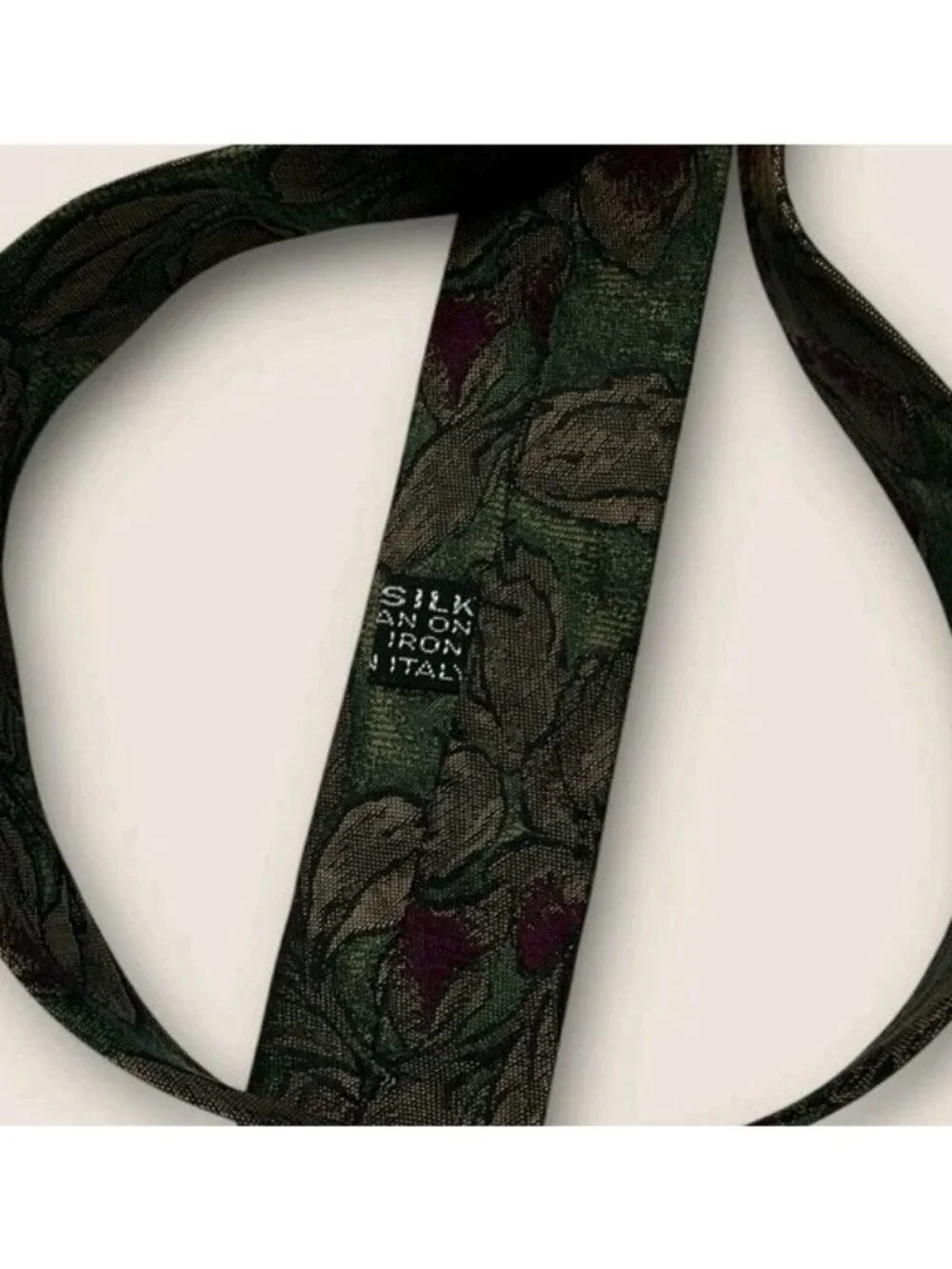 VITALIANO PANCALDI VINTAGE Silk Tie ITALY Green Brown Burgundy Floral W:3.4